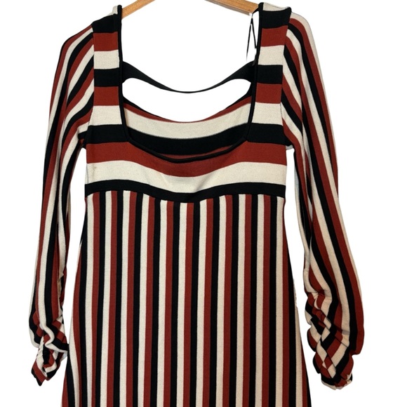 Anthropologie Striped Sweater Midi Dress Size M Long Sleeve Casual Open Back - Picture 13 of 13